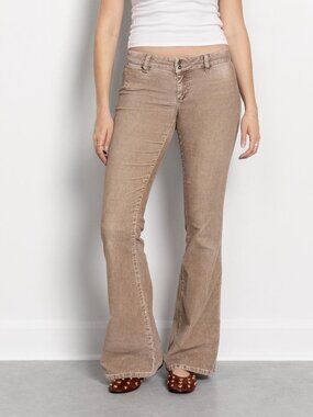 Vintage Brown Corduroy Flare Pants: Low Rise Bell Bottoms, Size 8 / 40 Inch Hips